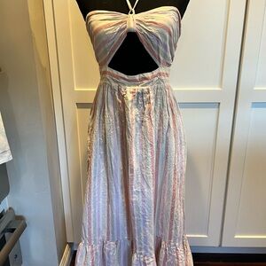 Forever 21 Pink and White Halter Dress S